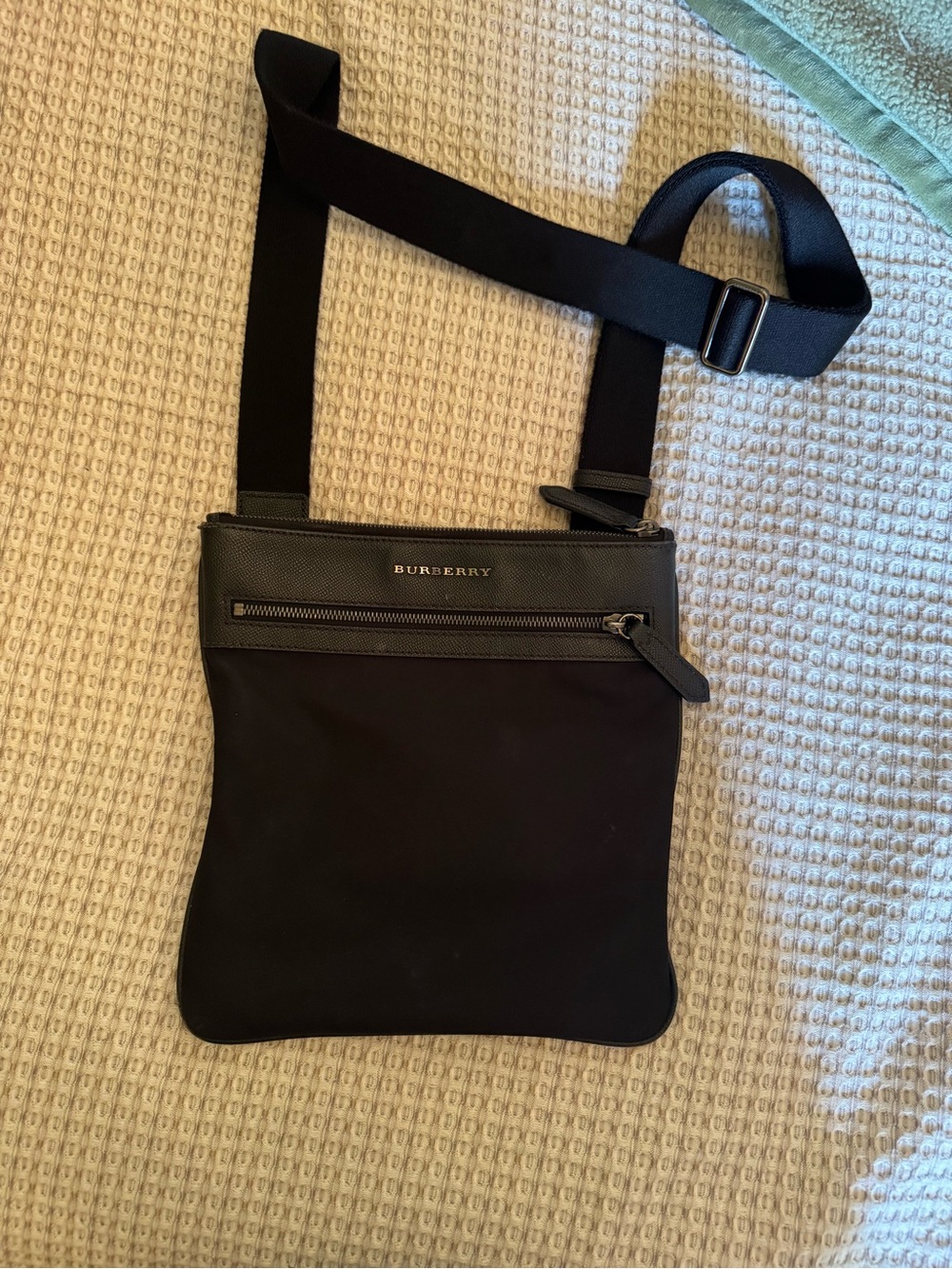 Burberry Black Nylon and Leather Messenger Bag